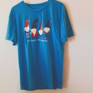 Just Hanging With My Gnomies Turquoise SS T-Shirt Size 3XL